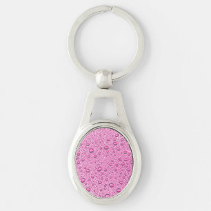 Hot pink water droplets key ring