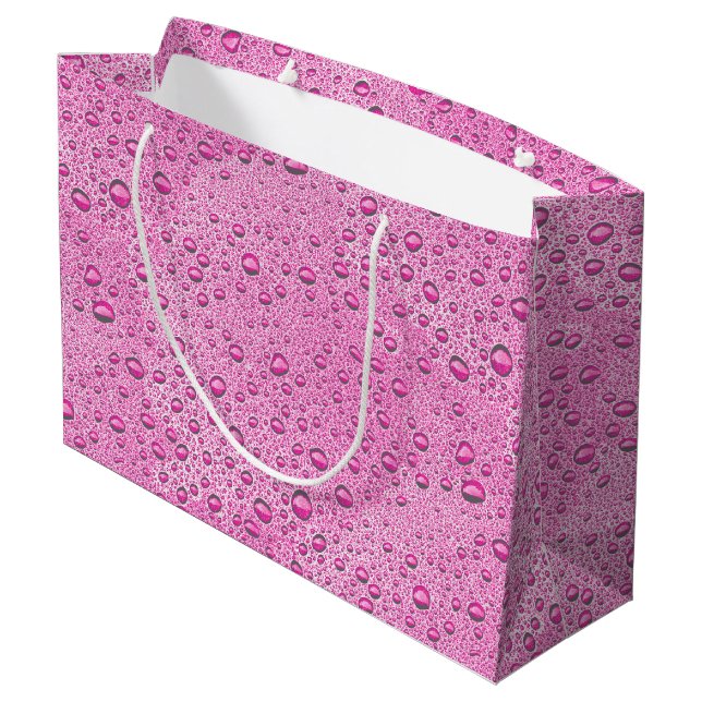 Hot pink water droplets large gift bag (Back Angled)