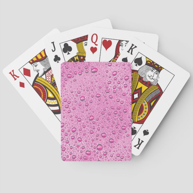 Hot pink water droplets playing cards (Back)