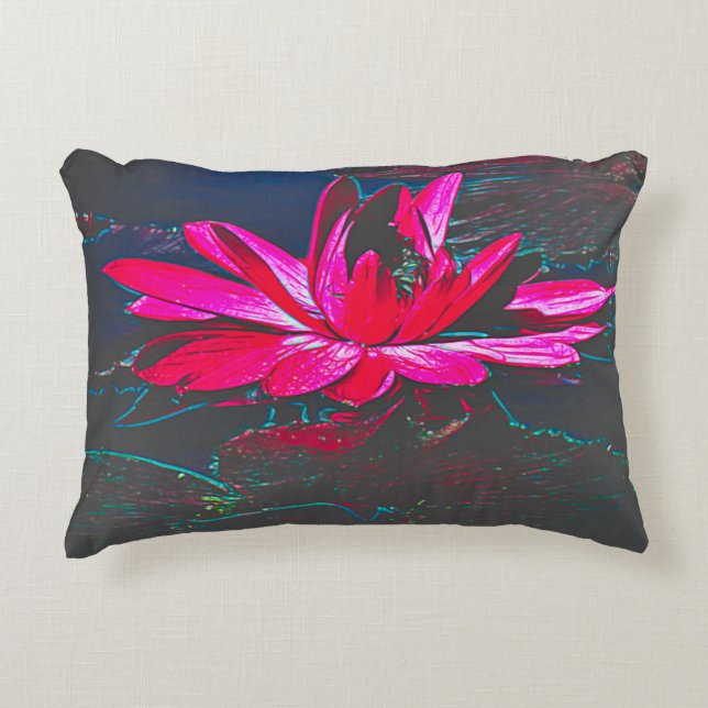Hot Pink Water Lily Pillow with Designer Pods (Front)