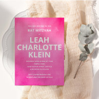 Hot Pink Watercolor Bat Mitzvah Party Bold Name