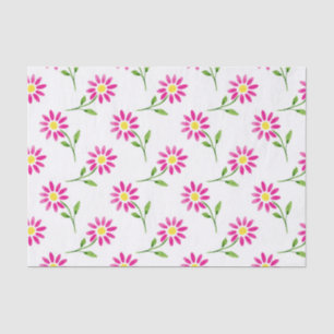 Hot Pink Watercolor Daisy Pattern Tissue Paper
