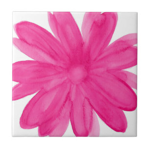 Hot Pink Watercolor Flower Tile