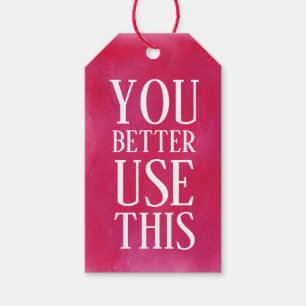 Hot Pink Watercolor Handmade Joke Gift Tags
