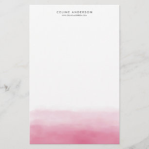 Hot Pink Watercolor Ombre Gradient Personalised Stationery