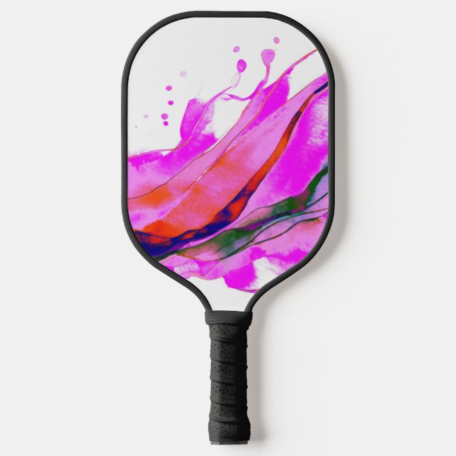 Hot pink watercolors  pickleball paddle (Front)
