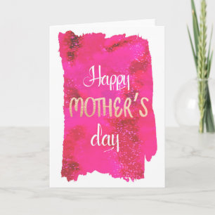 Hot pink watercolour mothers day card
