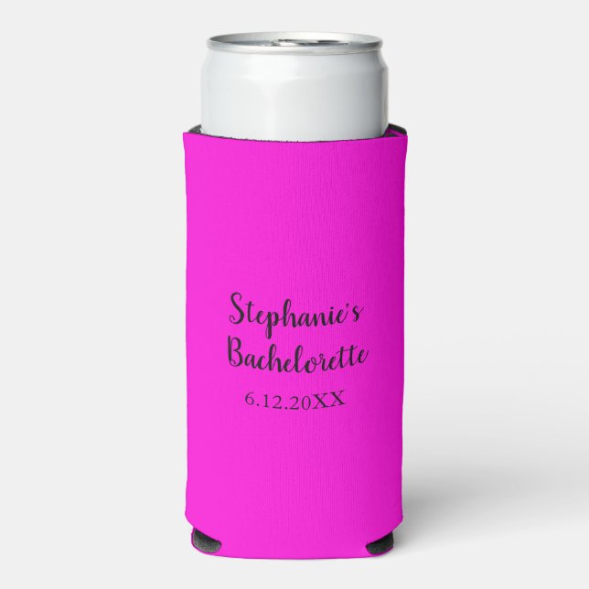 Hot Pink Wedding Bachelorette Party Gift Favour Seltzer Can Cooler (Seltzer Front)