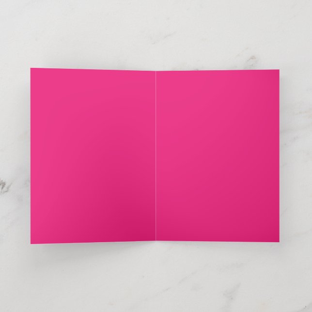 Hot Pink Wedding | Bold Solid Colour Invite Foil Greeting Card (Inside Laydown)