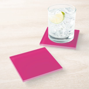 Hot Pink Wedding   Bold Solid Colour Invite Glass Coaster