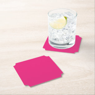 Hot Pink Wedding   Bold Solid Colour Invite Paper Coaster