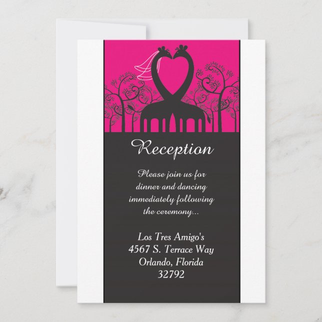 Hot Pink Whimsical Giraffe 3.5x7 Reception Card (Front)