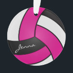 Hot Pink, White and Black Volleyball Ornament<br><div class="desc">Volleyball Sport Player Christmas Ornament ready for you to personalise. Makes a wonderful personalise gift for your volleyball player, coach, fan, etc... ⭐This Product is 100% Customisable. Graphics and / or text can be added, deleted, moved, resized, changed around, rotated, etc... 99% of my designs in my store are done...</div>