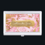 Hot Pink, White and Gold Foil Sparkle Marble Business Card Holder<br><div class="desc">Hot Pink, White and Gold Foil Glitter and Sparkle Marble Minimalist Business Card Holder with white hand lettered typography for the monogram. The Modern Hot Pink, White and Gold Foil Sparkle Marble Swirl Business Card Holder is perfect for any profession. If you need the name text does not fit your...</div>