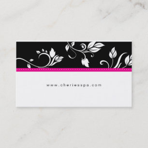 Hot Pink White Black Floral Trendy business card