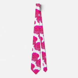 Hot Pink White Floral Rose Flowers Cool Gift Favou Tie