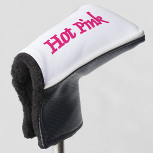 Hot Pink White golf club putter head cover