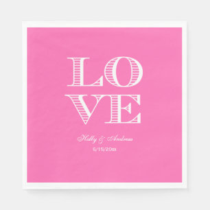 Hot Pink, White LOVE Napkins