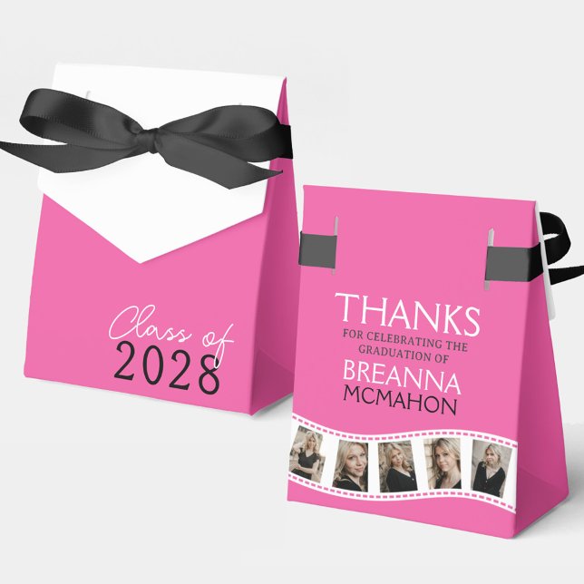 Hot Pink & White Photo Collage Filmstrip Favour Bo Box (Creator Uploaded)