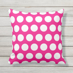 Hot Pink White Polka Dot Pattern Cushion