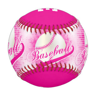 Hot Pink   White Retro Baseball Sports