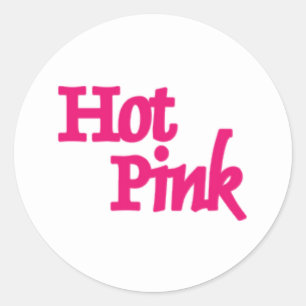 Hot Pink white round stickers