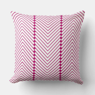 hot pink white Small Squares and Zig Zag Lines Cushion