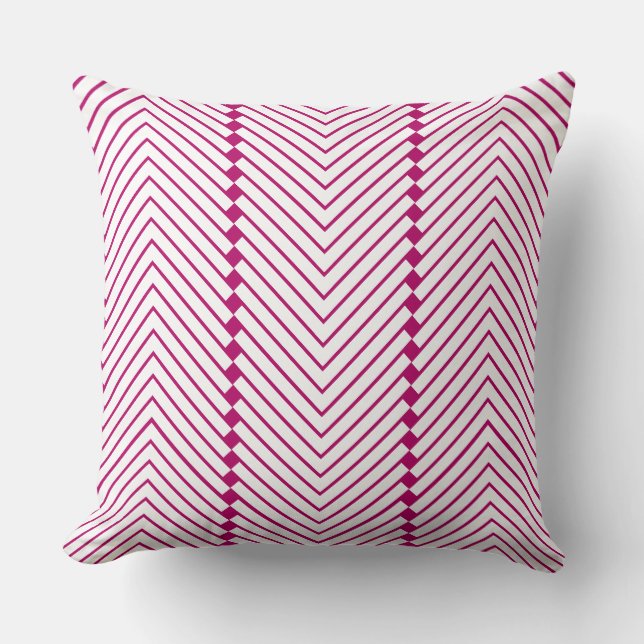 hot pink white Small Squares and Zig Zag Lines Cushion (Front)