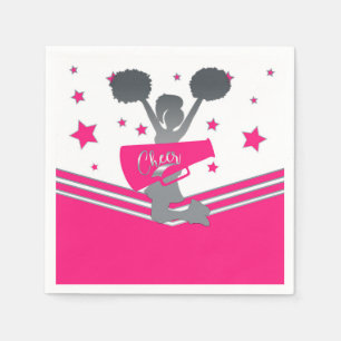 Hot Pink & White Stars Cheer Cheer-leading Party Napkin