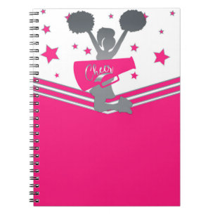 Hot Pink & White Stars Cheer Cheer-leading Spiral Notebook