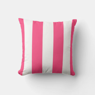 Hot Pink & White Striped Outdoor Throw Pillow