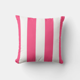 Hot Pink & White Striped Outdoor Throw Pillow