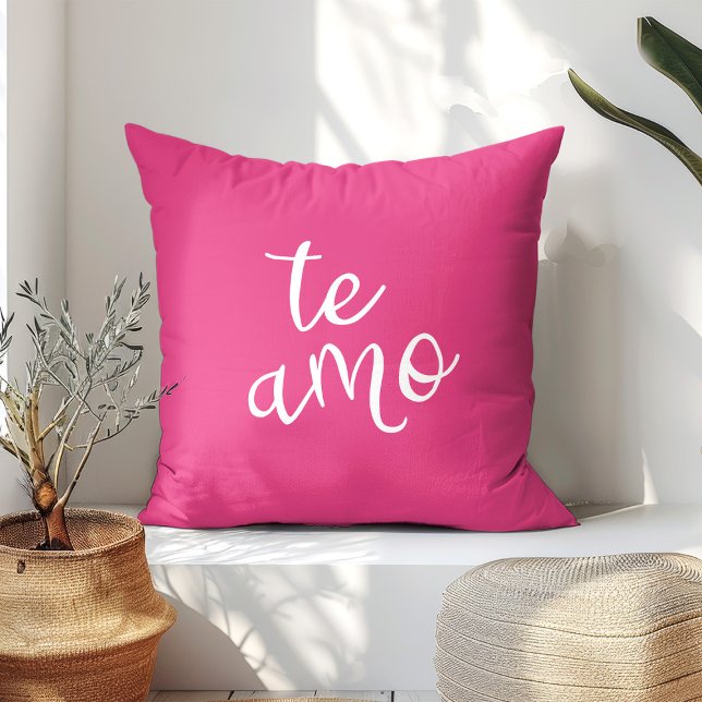 Hot Pink White Te Amo Cushion (Creator Uploaded)