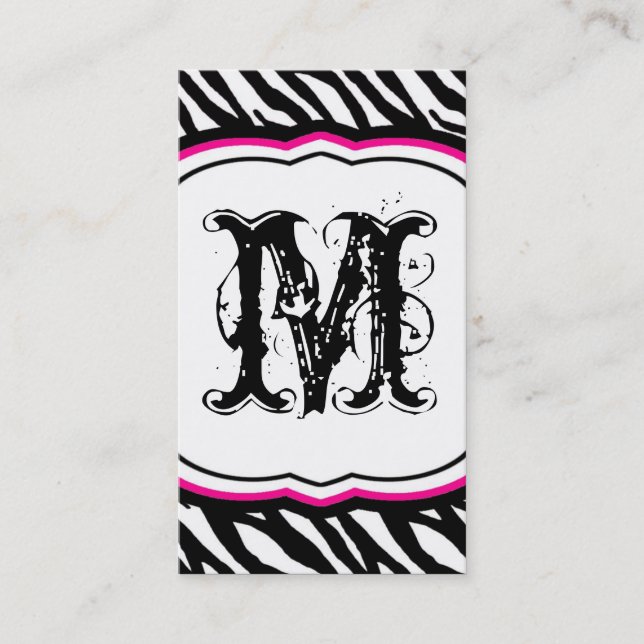 Hot Pink White Zebra Print Pattern Business Card (Front)