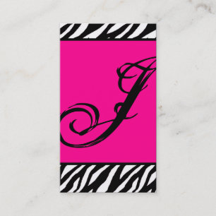 Hot Pink White Zebra Print Pattern Business Card
