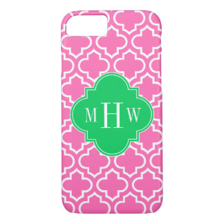Hot Pink Wht Moroccan #6 Emerald Green 3I Monogram Case-Mate iPhone Case