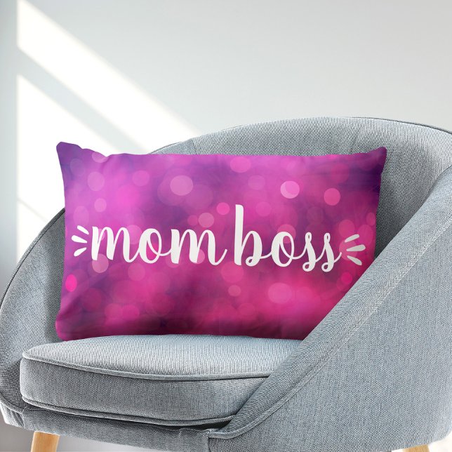 Hot Pink Wife Mum Boss Babe Fun Script Bold Simple Lumbar Cushion (Creator Uploaded)