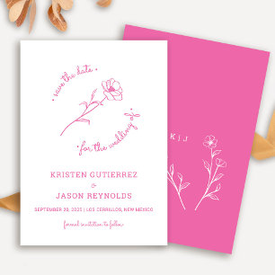 Hot Pink Wildflower Save The Date Invitation