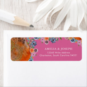 Hot Pink Wildflower Wedding RSVP Return Address