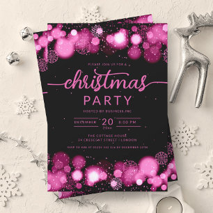 Hot Pink Winter Wonderland Company Christmas Invitation