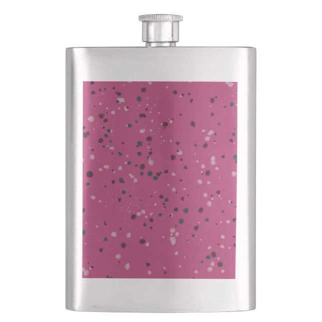 Hot Pink With Confetti Hip Flask (Front)