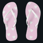 Hot Pink with Cute White Hearts Pattern Jandals<br><div class="desc">NewParkLane - Flip Flops,  with a cute pattern of hand drawn little white hearts,  against a hot pink background A cute design for a girl's birthday party,  a wedding,  or a baby shower.

Check out this collection for matching items. Also available in blush pink.</div>