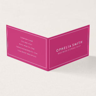 Hot Pink with White Border Minimalist Business Card