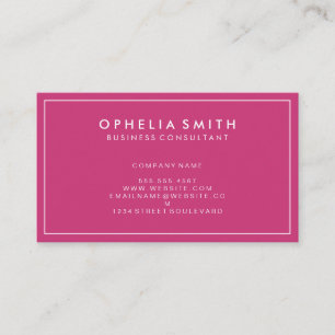 Hot Pink with White Border Minimalist Business Card