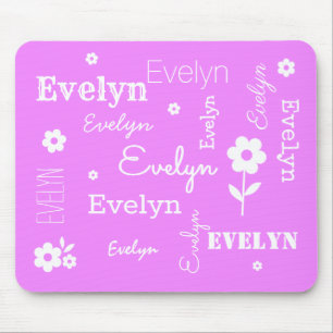 Hot Pink with White Flowers, Customised Mouse Pad