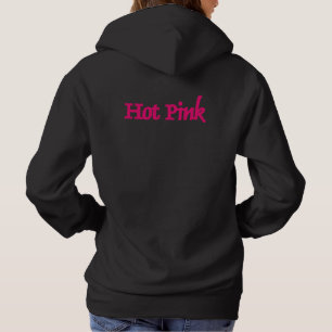 Hot Pink women black hooded sweatshirt back