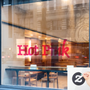 Hot Pink word lg see-thru window cling back stick
