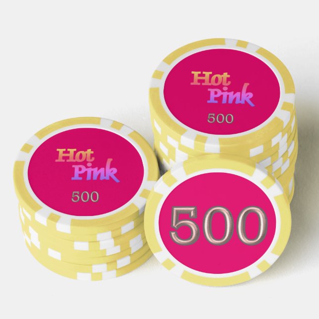 Hot Pink yellow 500 striped poker chip (Stack)