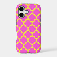 Hot Pink Yellow Moroccan Quatrefoil Pattern #5