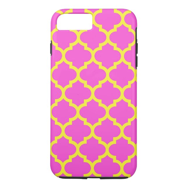 Hot Pink Yellow Moroccan Quatrefoil Pattern #5 Case-Mate iPhone Case (Back)